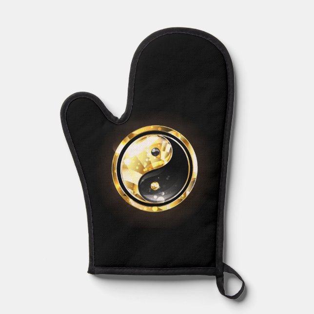 Manoplas Yin Yang dorado sobre negro (Anverso)