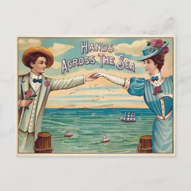 Manos antiguas a través de la postal del mar (Anverso)