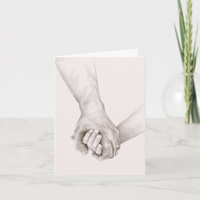 Manos aplastadas en amor con tarjeta de mensaje (Anverso)