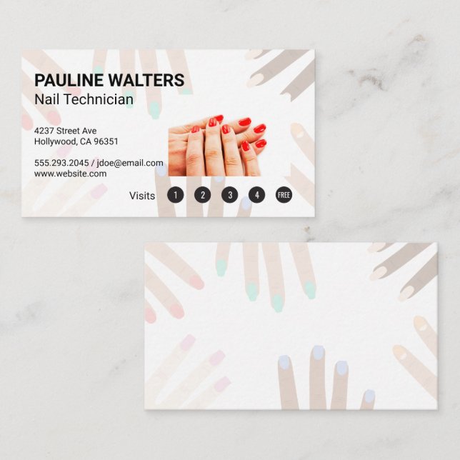 Manos de las uñas rojas | Tarjetas de fidelidad (Anverso / Reverso)