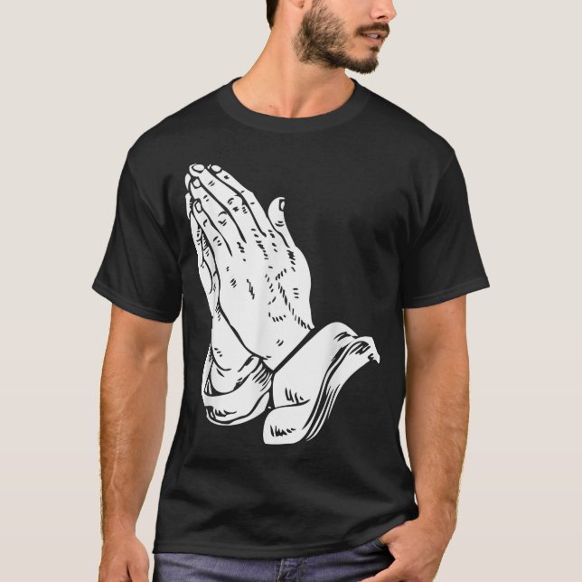 Manos de rezo a camiseta - Religión cristiana de G (Anverso)
