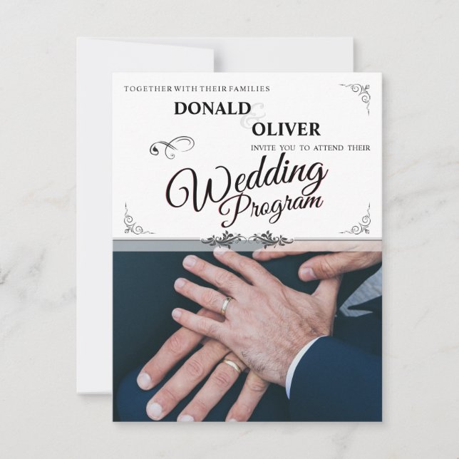 Manos de una pareja Boda gay con anillos (Anverso)