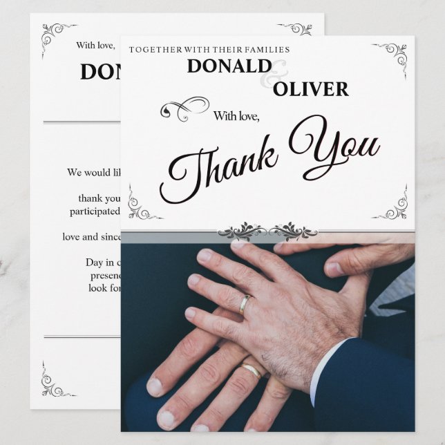 Manos de una pareja Boda gay con anillos (Anverso / Reverso)