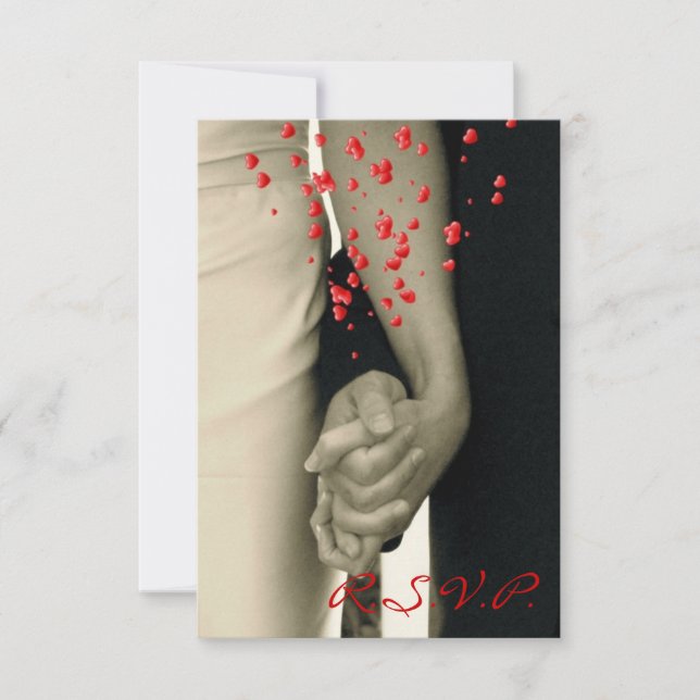 manos en mano Respuesta de RSVP de boda blanca Bal (Anverso)