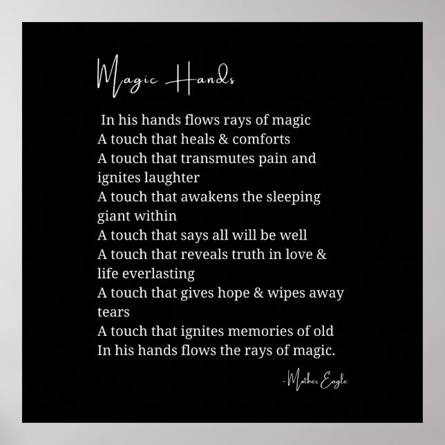 Manos mágicas adoran poesía poster decoración de a (Frente)