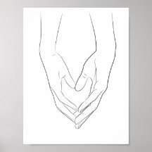 Manos Manos Corazón Línea Mínima Arte Cuto Simple