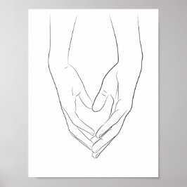 Manos Manos Corazón Línea Mínima Arte Cuto Simple
