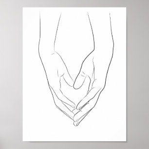 Manos Manos Corazón Línea Mínima Arte Cuto Simple