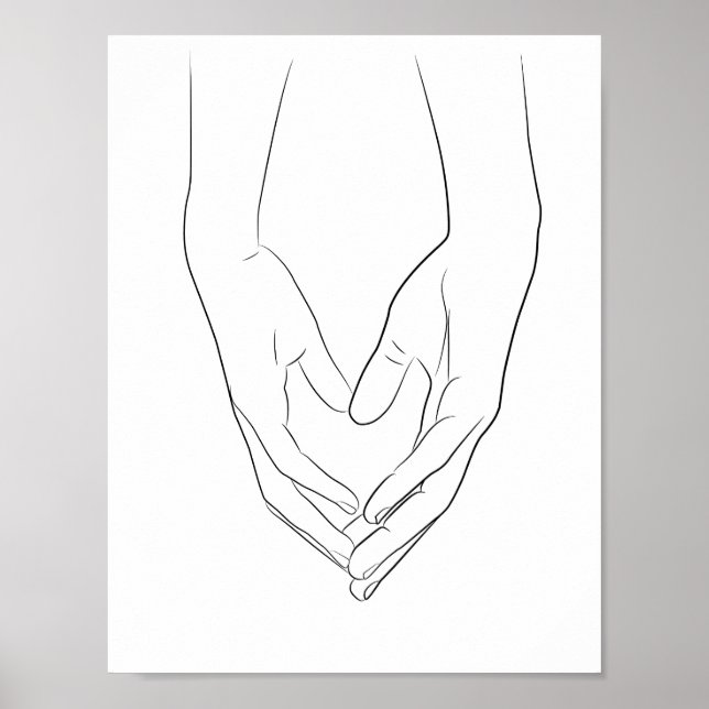 Manos Manos Corazón Línea Mínima Arte Cuto Simple (Frente)