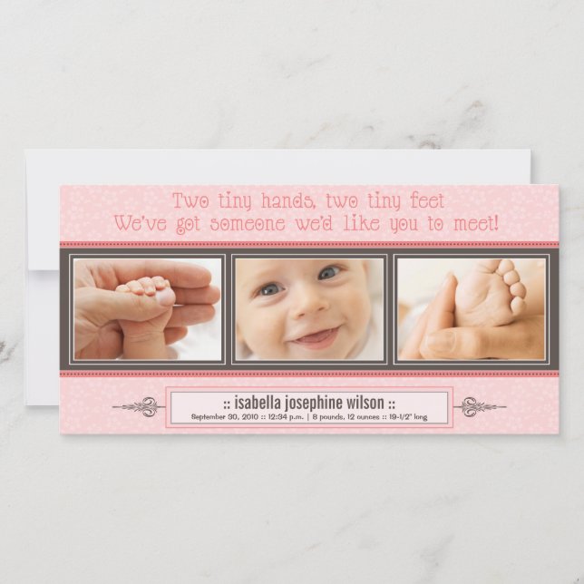 Manos pequeñas, anuncio de nacimiento de pies pequ (Anverso)