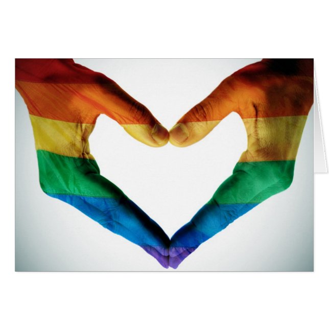 Manos pintadas como corazón del arco iris (Anverso (Horizontal))