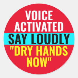 Manos secas ahora - Pegatina activado por voz
