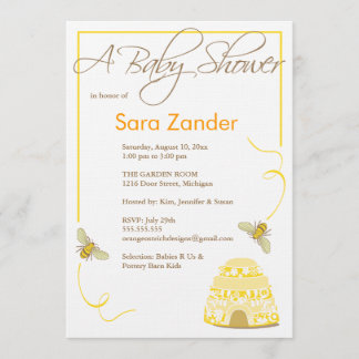 Manosee la invitación de Baby Shower de la abeja