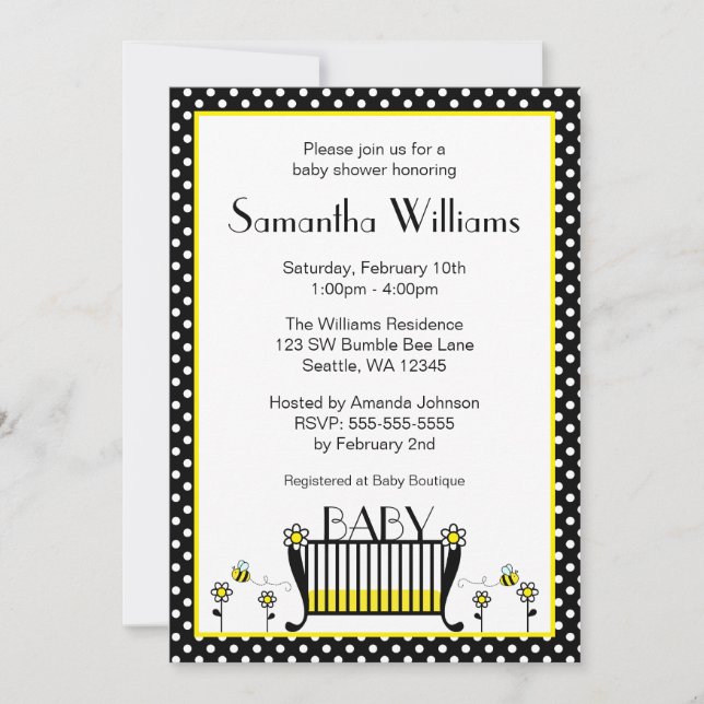 Manosee las invitaciones de Baby Shower del lunar (Anverso)