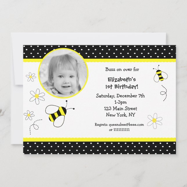 Manosee las invitaciones del cumpleaños de la foto (Anverso)