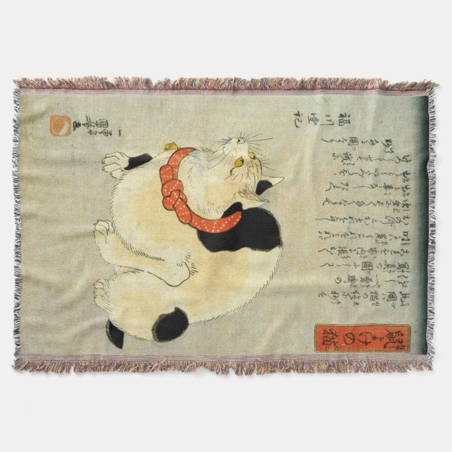 Manta 日本猫, gato japonés del 国芳, Kuniyoshi, Ukiyo-e (Anverso)