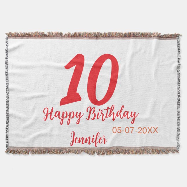 Manta 10.ª fecha de adición de cumpleaños año plantilla  (Anverso)