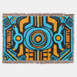 Manta 155 patrones simétricos azul y naranja