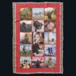 Manta 15 Collage de fotos cuadrado Keepsake rojo<br><div class="desc">El collage de fotos de diseño cuadrado arroja manta perfecta para tus fotos de instagram, con marcos rojos. ¡Hace un lindo regalo para los navidades o un placer para un niño que va a la universidad! Hay más colores disponibles en mi tienda. —plantilla de fotos de plantilla de: https://unsplash.com/@thepootphotographer https://unsplash.com/@goodmood77...</div>