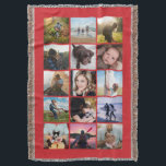 Manta 15 Collage de fotos cuadrado Keepsake rojo<br><div class="desc">El collage de fotos de diseño cuadrado arroja manta perfecta para tus fotos de instagram, con marcos rojos. ¡Hace un lindo regalo para los navidades o un placer para un niño que va a la universidad! Hay más colores disponibles en mi tienda. —plantilla de fotos de plantilla de: https://unsplash.com/@thepootphotographer https://unsplash.com/@goodmood77...</div>