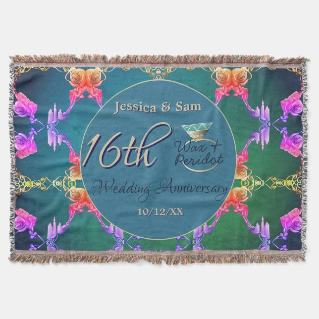 Manta 16th Anniversary Wax, Statice Flower Throw Blanket (Anverso)