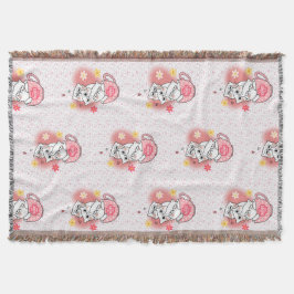 Manta 3 gatos con flores y un tazón