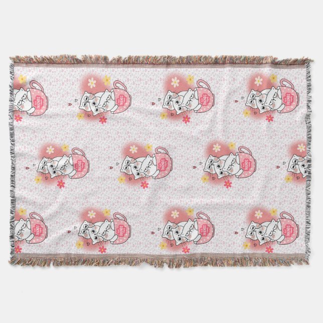 Manta 3 gatos con flores y un tazón (Anverso)