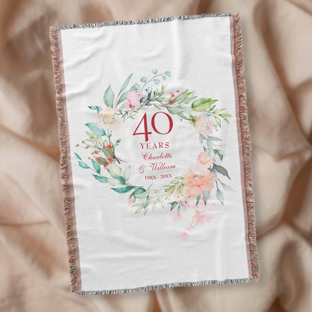 Manta 40.º Aniversario del Boda de Ruby Floral Garland (Subido por el creador)