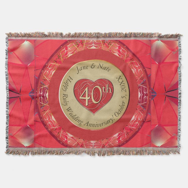 Manta 40th Ruby Anniversary Throw Blanket (Anverso)