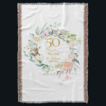 Manta 50.º Aniversario del Boda Dorado Floral Garland<br><div class="desc">Con una delicada acuarela floral,  esta manta botánica de botánico de botánico de 50 años de moda puede ser personalizada con su información especial de aniversario en elegante tipografía de oro. Diseñado por Thisisnotme©</div>