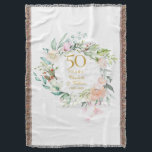 Manta 50.º Aniversario del Boda Dorado Floral Garland<br><div class="desc">Con una delicada acuarela floral,  esta manta botánica de botánico de botánico de 50 años de moda puede ser personalizada con su información especial de aniversario en elegante tipografía de oro. Diseñado por Thisisnotme©</div>