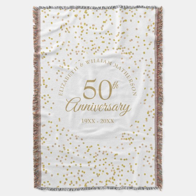 Manta 50.º Aniversario del Oro Boda Confetti (Frente vertical)