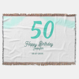 Manta 50th birthday add name date year green pastel bold