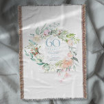 Manta 60.º Aniversario del Boda del Diamante Floral Garl<br><div class="desc">Con una delicada garland floral acuática,  esta manta botánica de botánico de moda de 60 años de boda puede ser personalizada con su información especial de aniversario en una elegante tipografía azul diamante. Diseñado por Thisisnotme©</div>