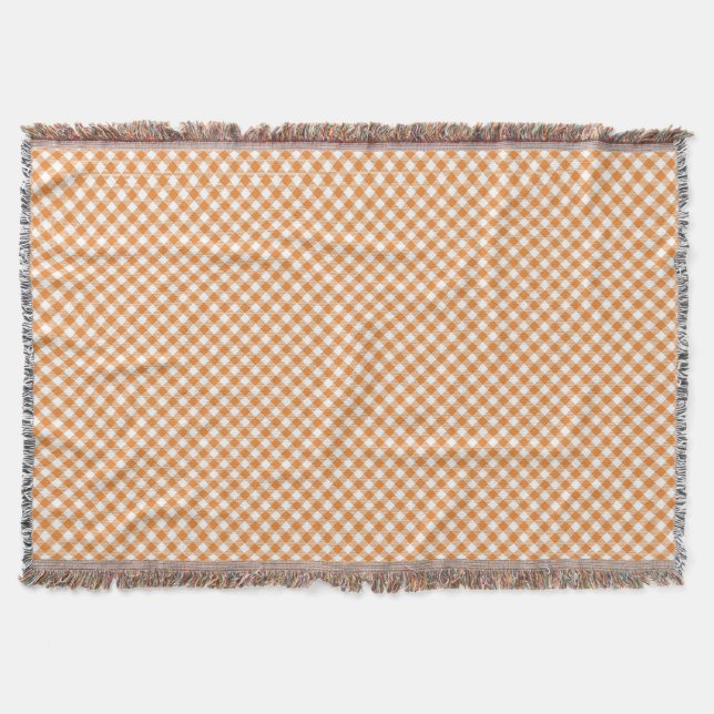 Manta A checkered pattern throw blanket with orange  (Anverso)