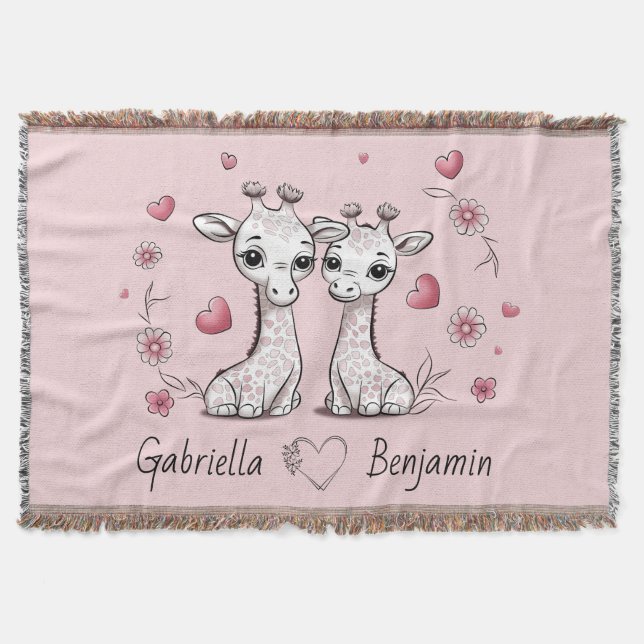 Manta A la Personalizado educada Giraffe le encanta el D (Anverso)