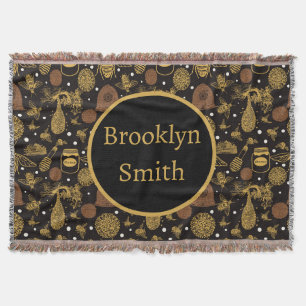 Manta Abeja de miel virgen personalizada negra