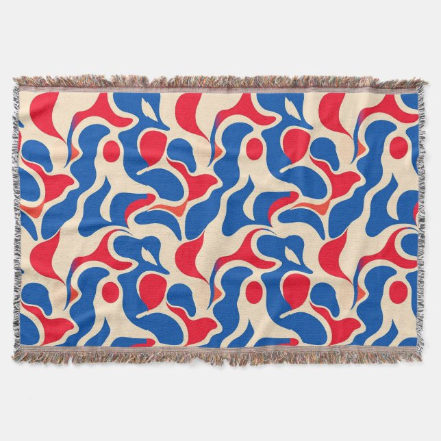 Manta 🔵🔴⚪ Abstract Azul Rojo Blanco Para Hogar Moderno (Anverso)