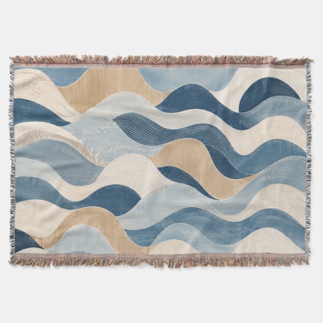 Manta Abstract Modern Ocean Wave Pattern Coastal Blue Be (Anverso)