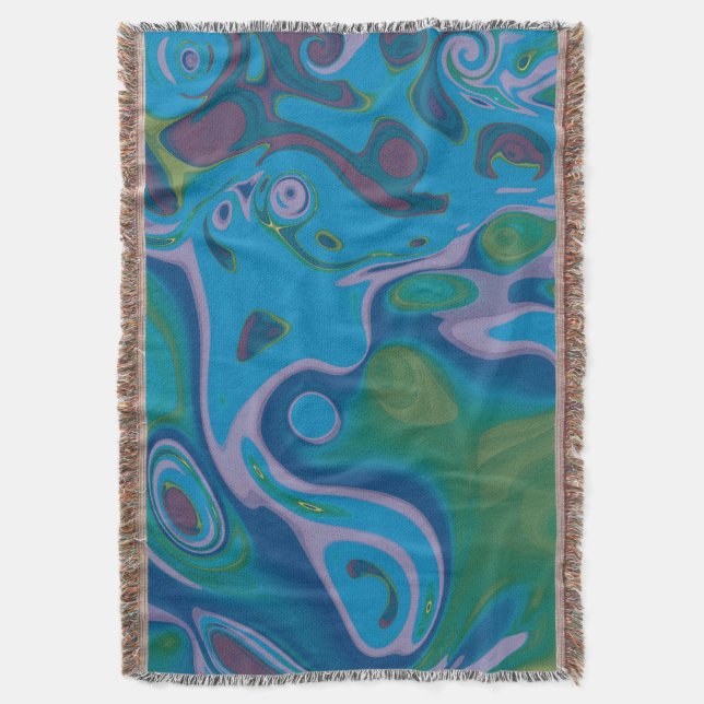 Manta Abstract Peacock Swirl Throw Blanket (Frente vertical)