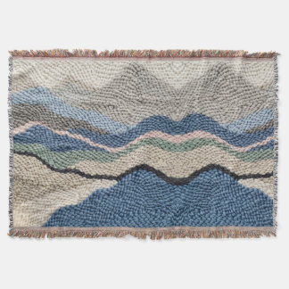 Manta abstracta de cresta de montaña – Sage y azul