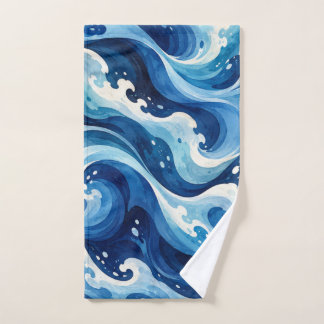 Manta abstracta de olas del océano azul acuarela c