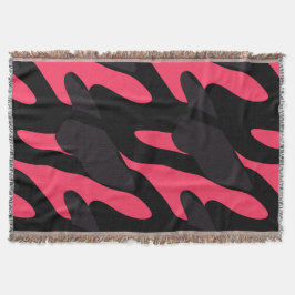 Manta abstracto de camuflaje rosa caliente, gris y negro