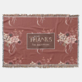 Manta Acción de Gracias Floral de acuarela personalizada