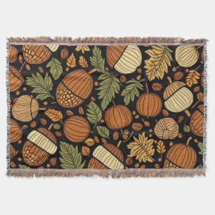 Manta Acorn Pattern Harvest Day Otoño Fleece Blanket
