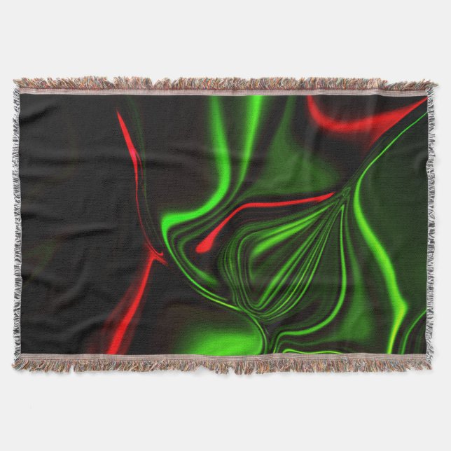 Manta Acos curvos verdes y rojos sobre fondo verde oscur (Anverso)