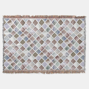 Manta Acuarela. Cuadrados beige y gris
