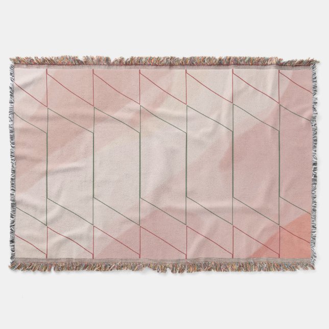 Manta Acuarela de líneas geométricas de malva y rosa mod (Anverso)