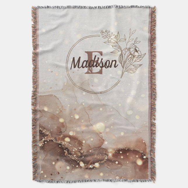 Manta Acuarela de mármol con acentos Purpurinas (Frente vertical)