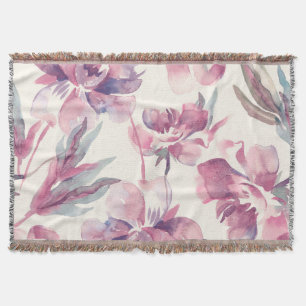 Manta acuarela de peonies: fondo floral sin fisuras.